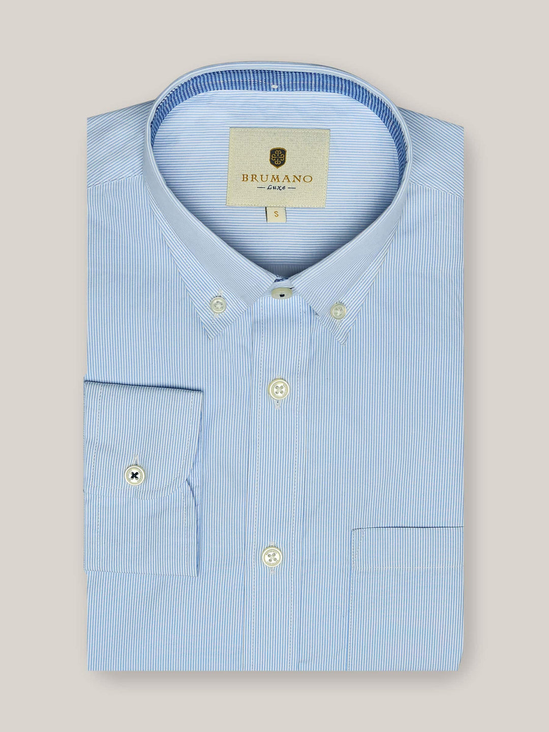 Blue Fine Striped Shirt With Detailing Brumano Pakistan