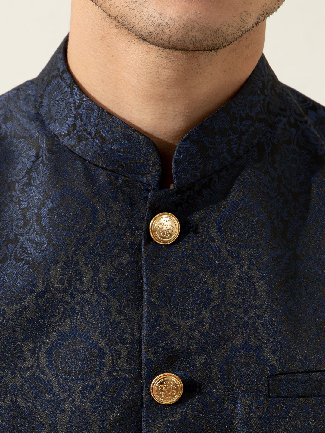 Blue Floral Patterned Waistcoat Brumano Pakistan