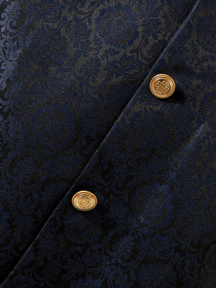 Blue Floral Patterned Waistcoat Brumano Pakistan