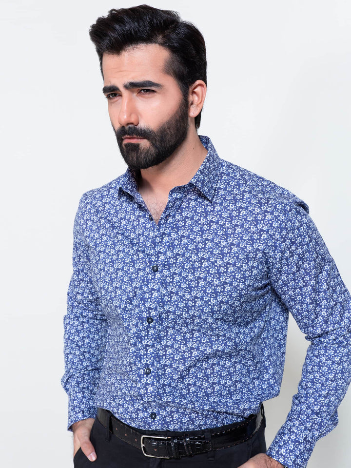 Blue Floral Printed Shirt Brumano Pakistan