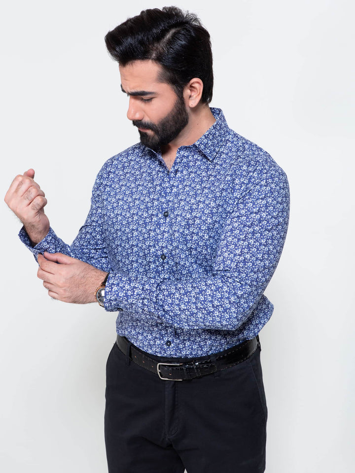 Blue Floral Printed Shirt Brumano Pakistan