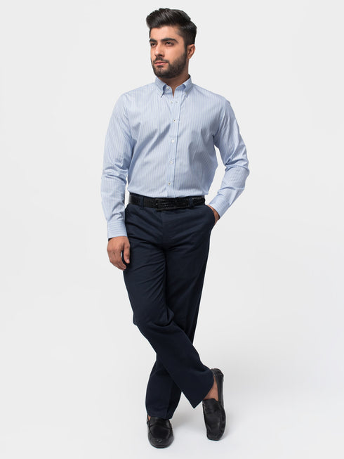 Blue Formal Striped Shirt