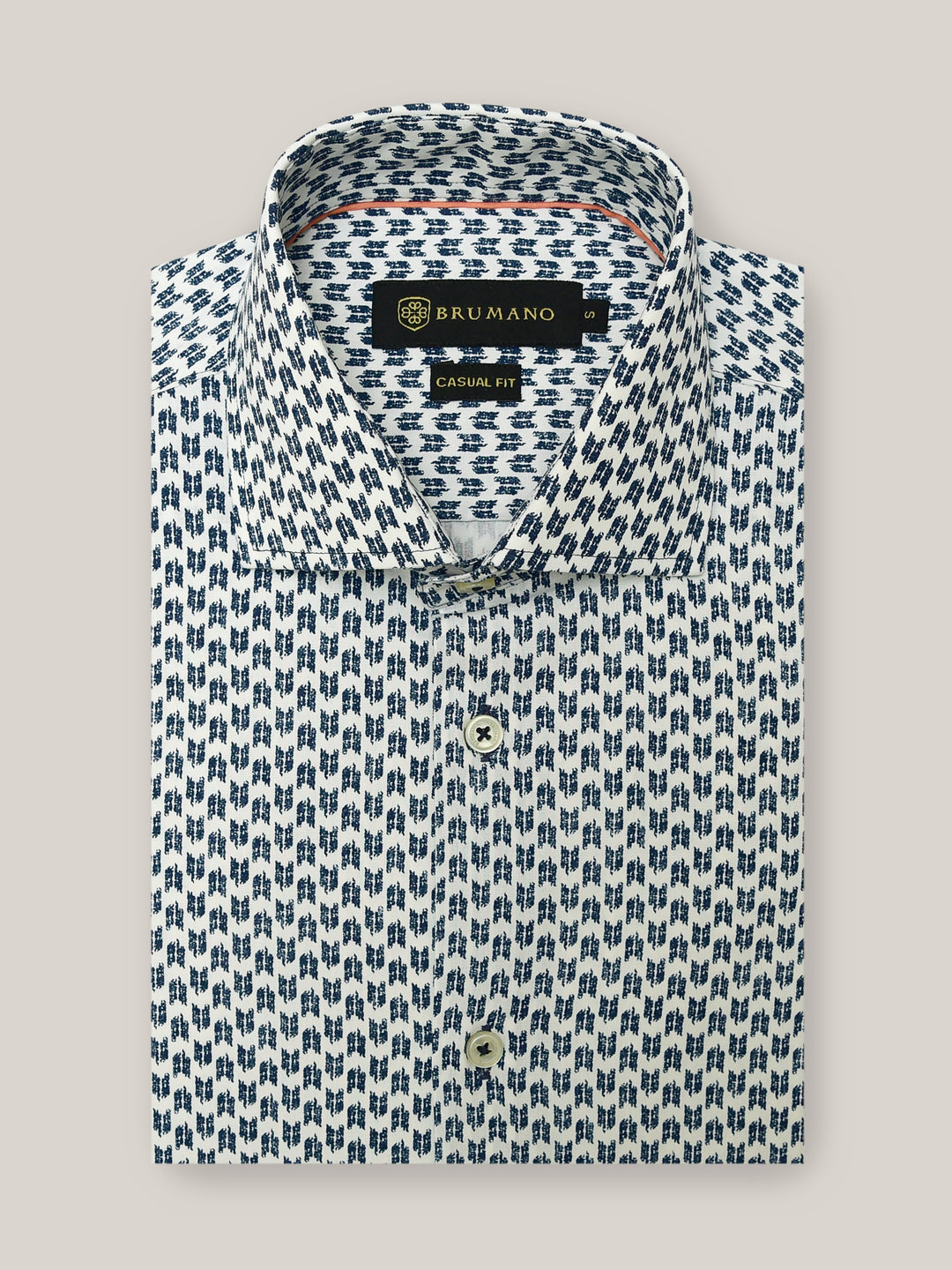 Blue Geo Printed Shirt With Shallow Collar Brumano Pakistan