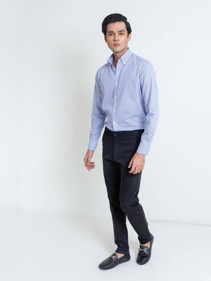 Blue Gingham Button Down Formal Shirt Brumano Pakistan