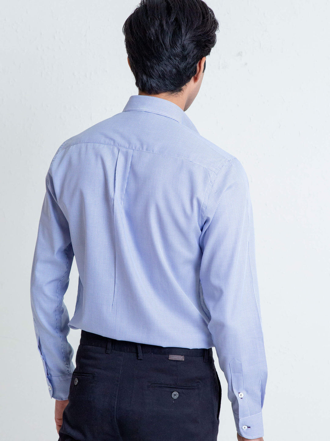 Blue Gingham Button Down Formal Shirt Brumano Pakistan