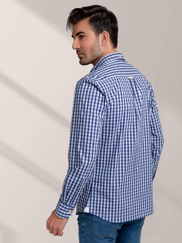 Blue Gingham Button Down Shirt Brumano Pakistan