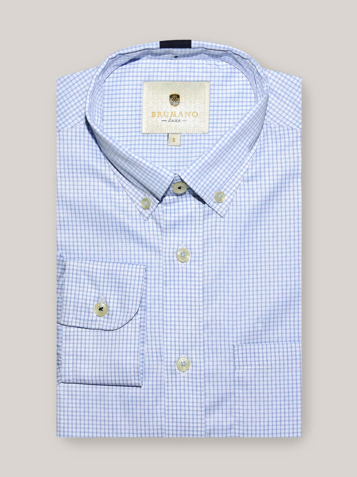 Blue Gingham Button Down Shirt Brumano Pakistan