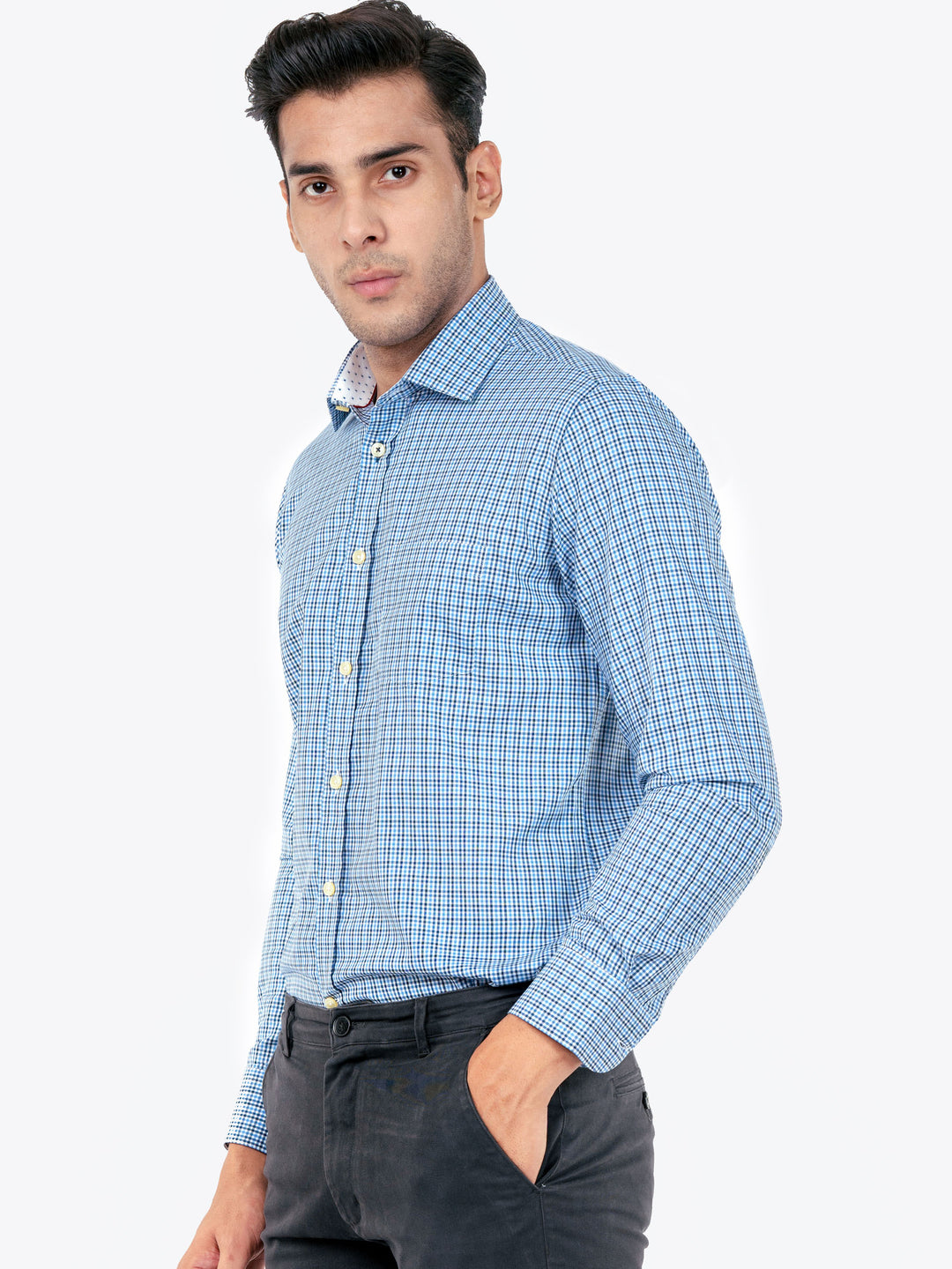 Blue Gingham Formal Shirt Brumano Pakistan