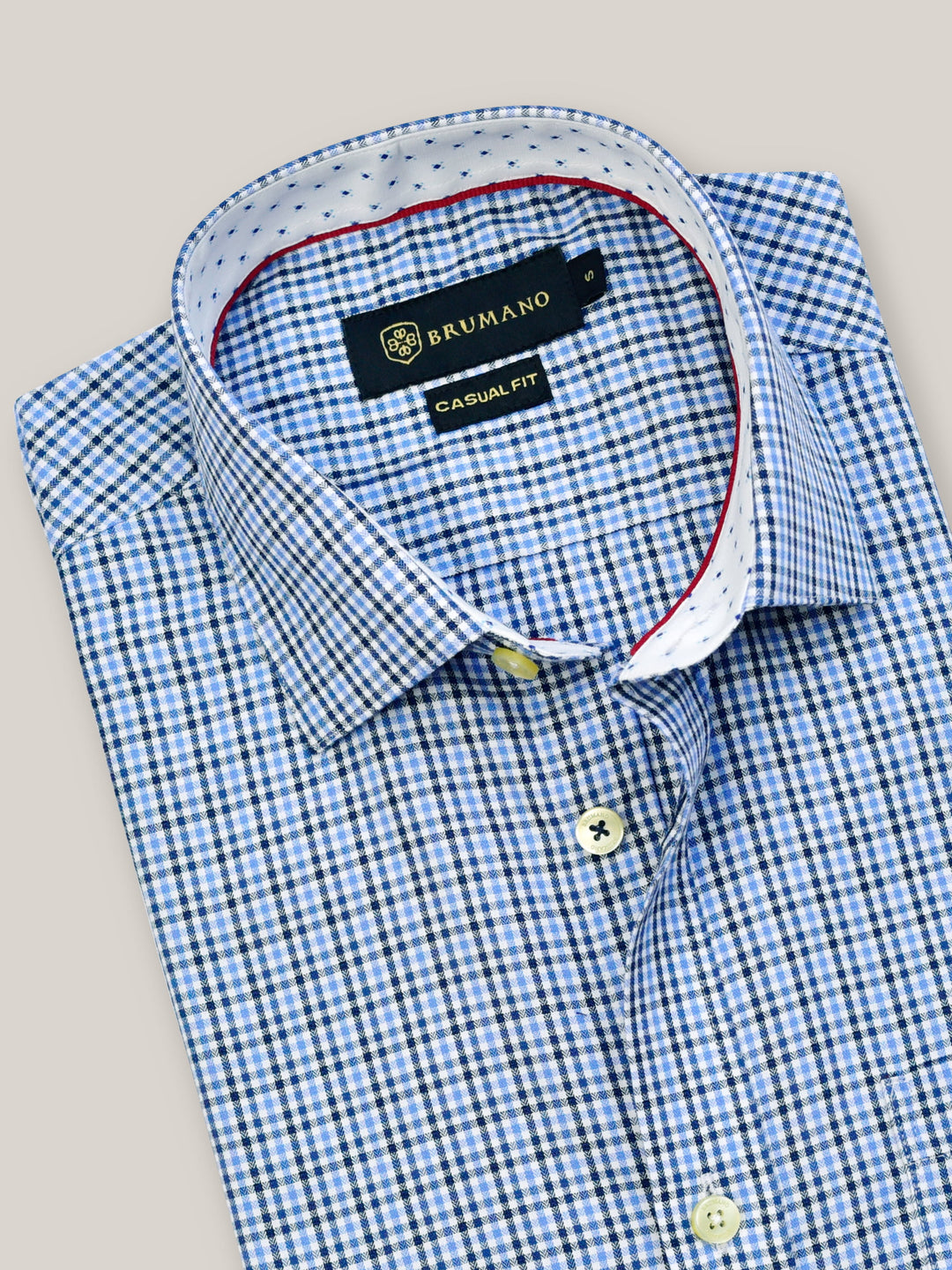 Blue Gingham Formal Shirt Brumano Pakistan