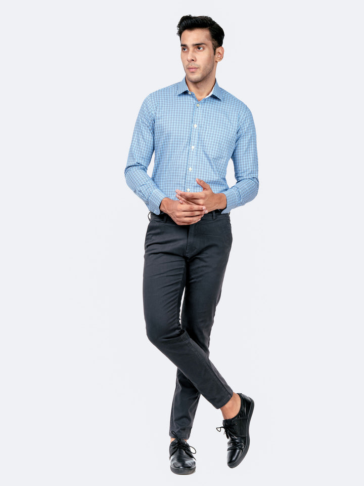 Blue Gingham Formal Shirt Brumano Pakistan