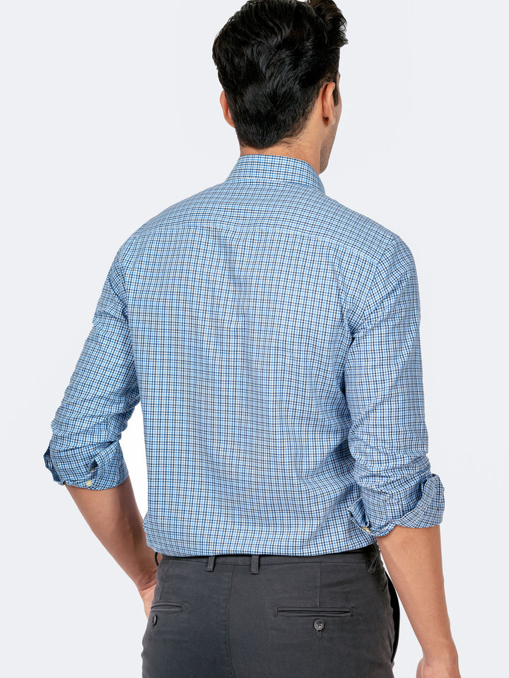 Blue Gingham Formal Shirt Brumano Pakistan