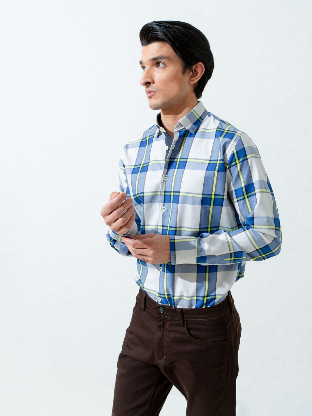 Blue & Green Bold Checkered Shirt Brumano Pakistan