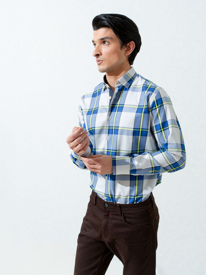 Blue & Green Bold Checkered Shirt Brumano Pakistan