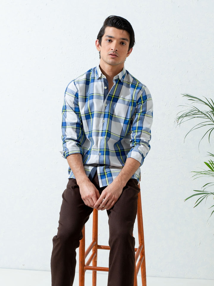 Blue & Green Bold Checkered Shirt Brumano Pakistan