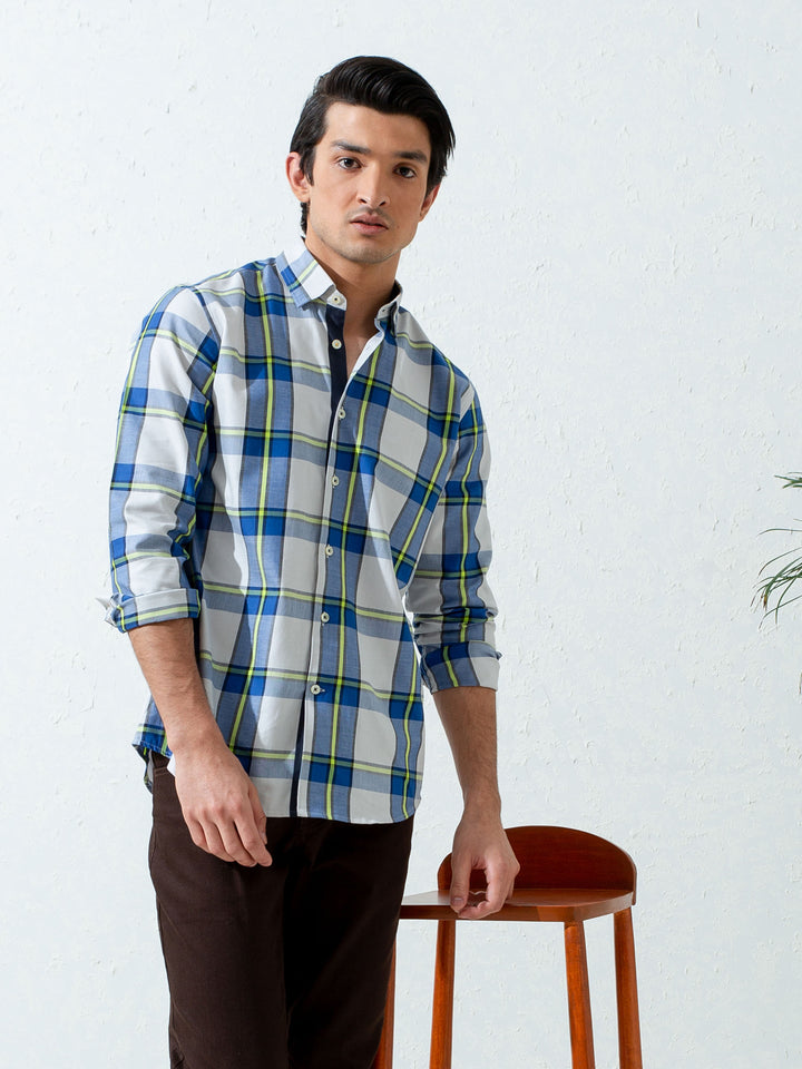 Blue & Green Bold Checkered Shirt Brumano Pakistan