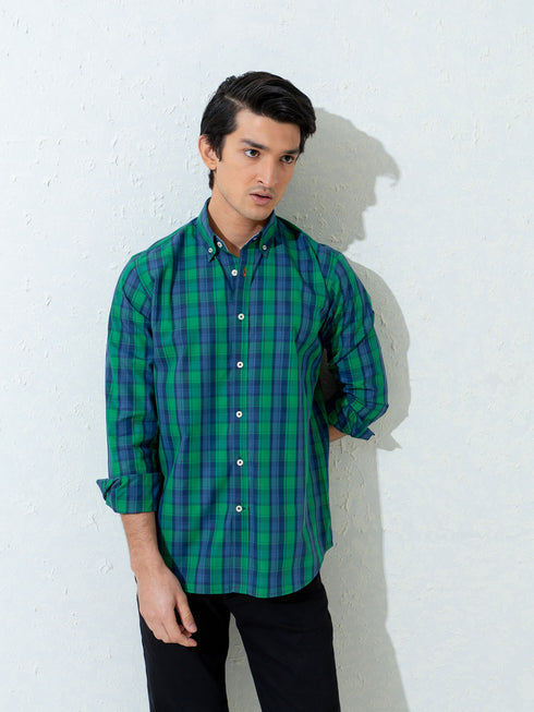 Blue & Green Plaid Checkered Shirt Brumano Pakistan