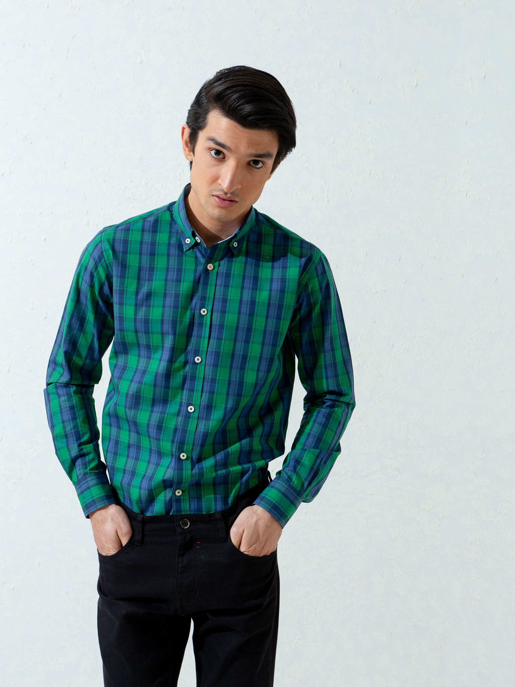 Blue Green Plaid Checkered Shirt – Brumano