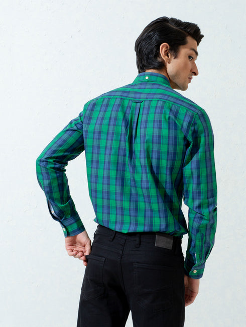 Blue & Green Plaid Checkered Shirt Brumano Pakistan