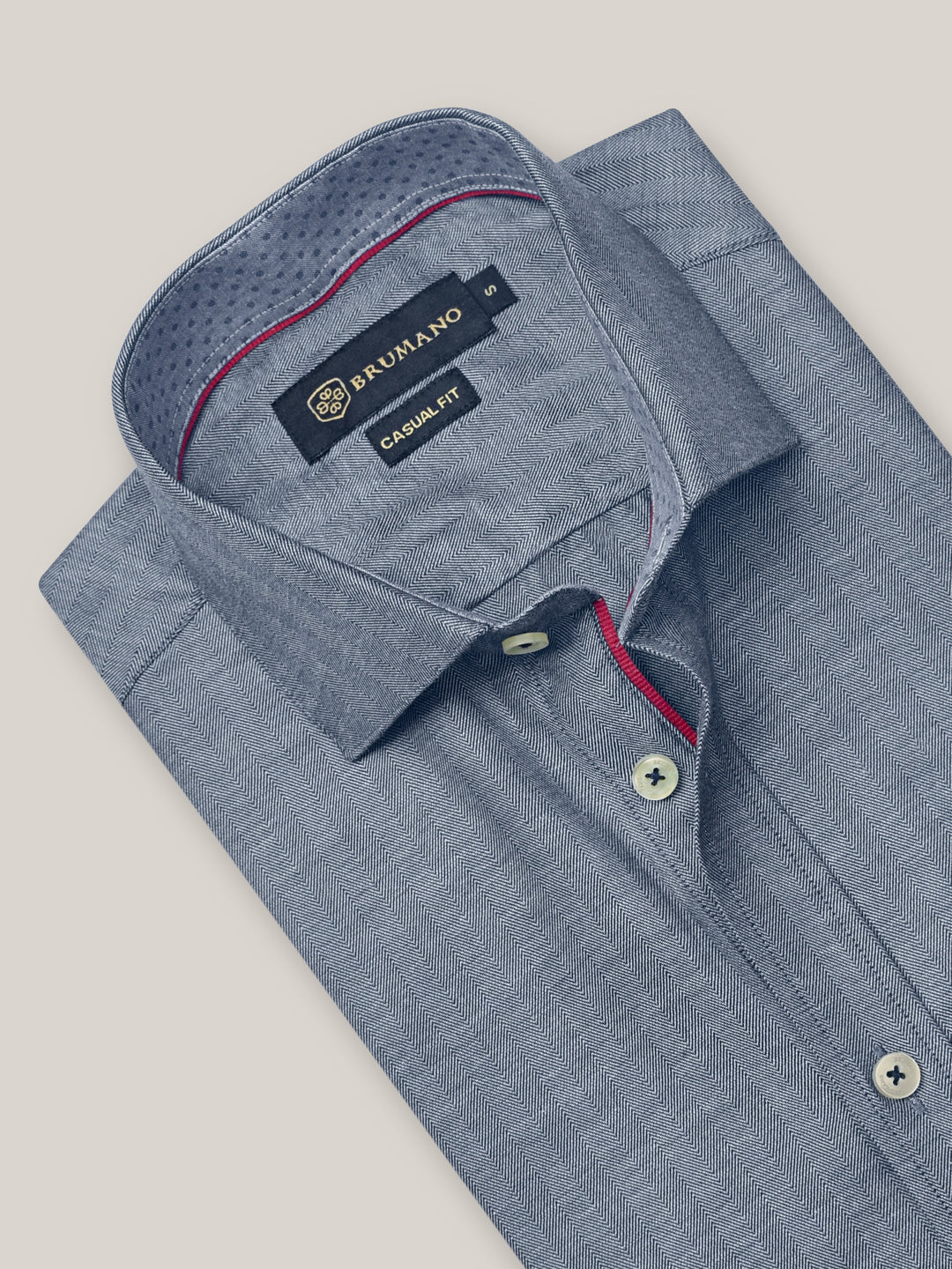 Blue Herringbone Pattern Formal Shirt Brumano Pakistan