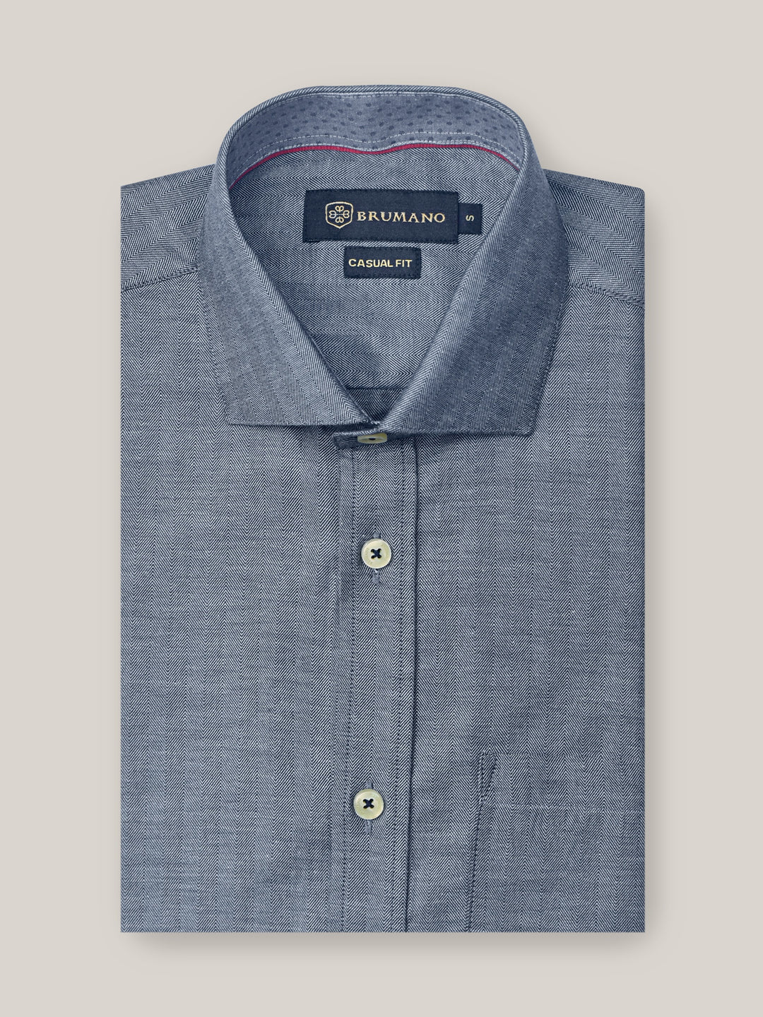 Blue Herringbone Pattern Formal Shirt Brumano Pakistan