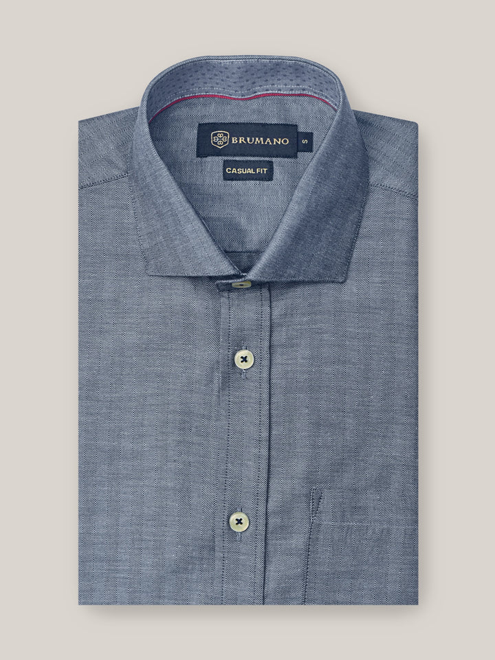 Blue Herringbone Pattern Formal Shirt Brumano Pakistan