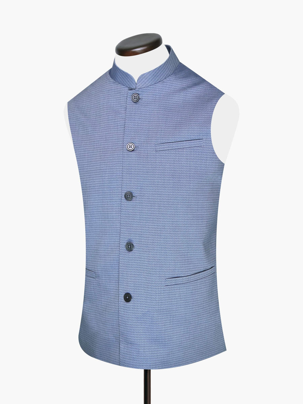 Blue Jacquard Geometric Waistcoat