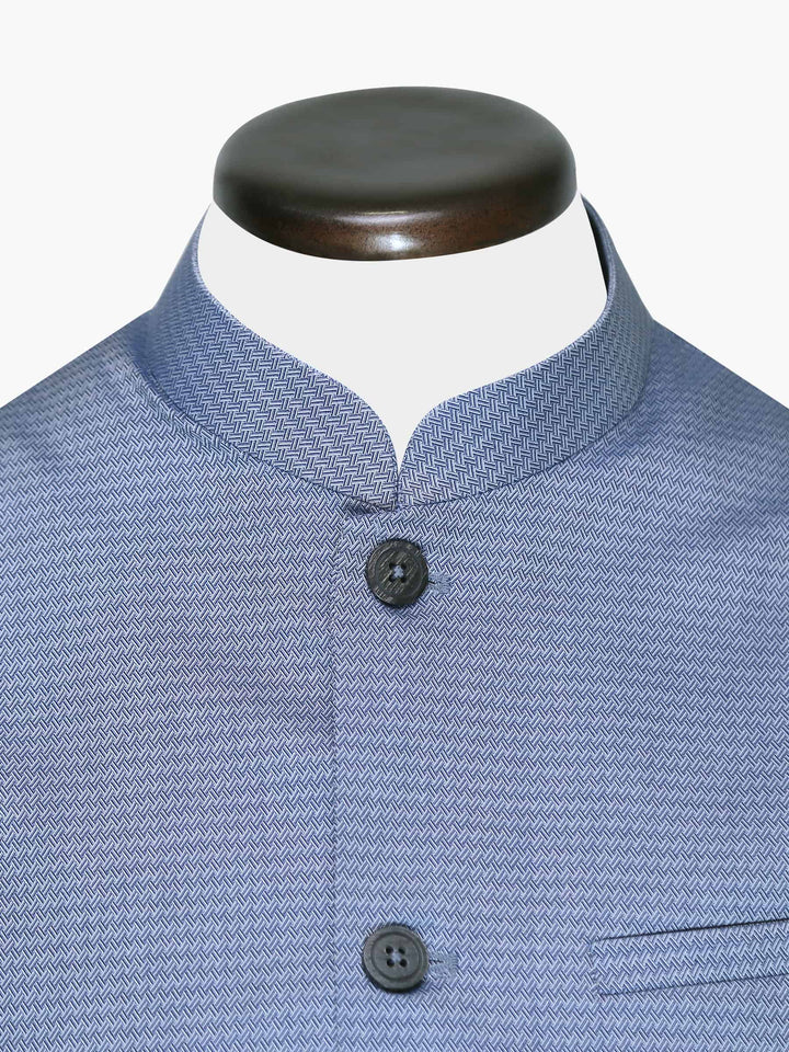 Blue Jacquard Geometric Waistcoat Brumano Pakistan