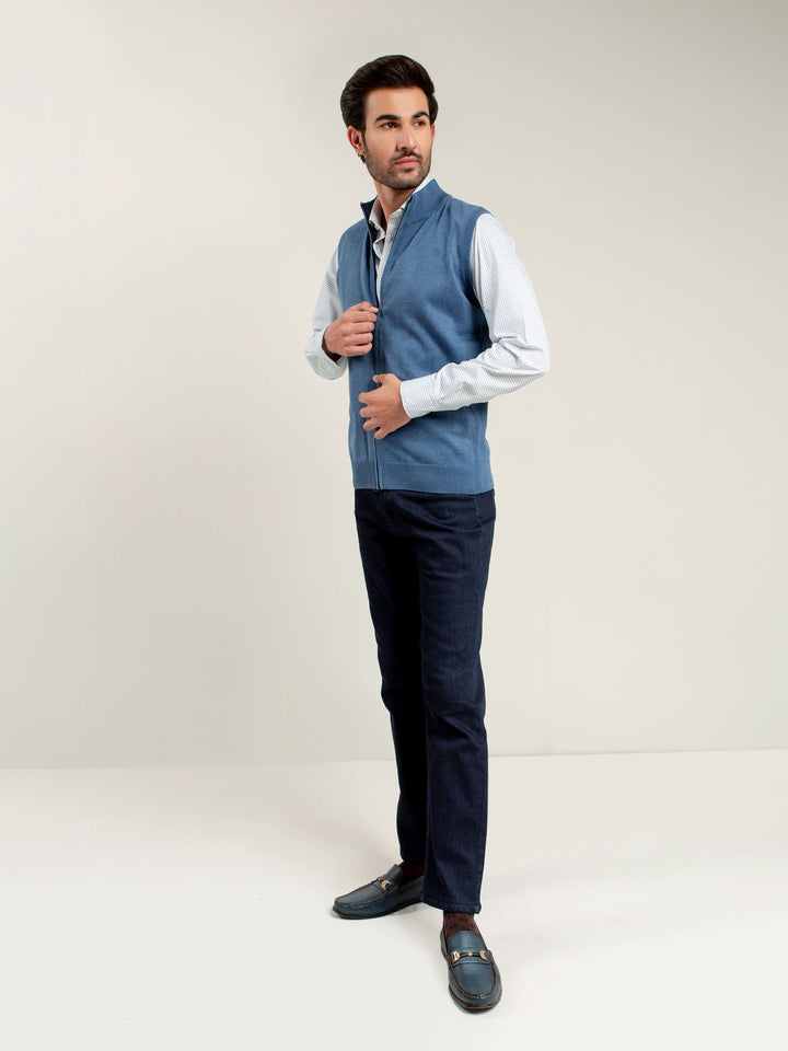 Blue Light Sleeveless Zipper Brumano Pakistan
