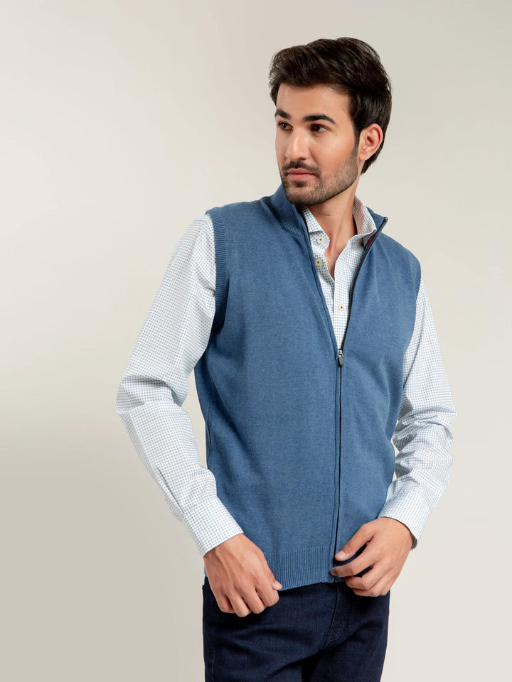 Blue Light Sleeveless Zipper Brumano Pakistan