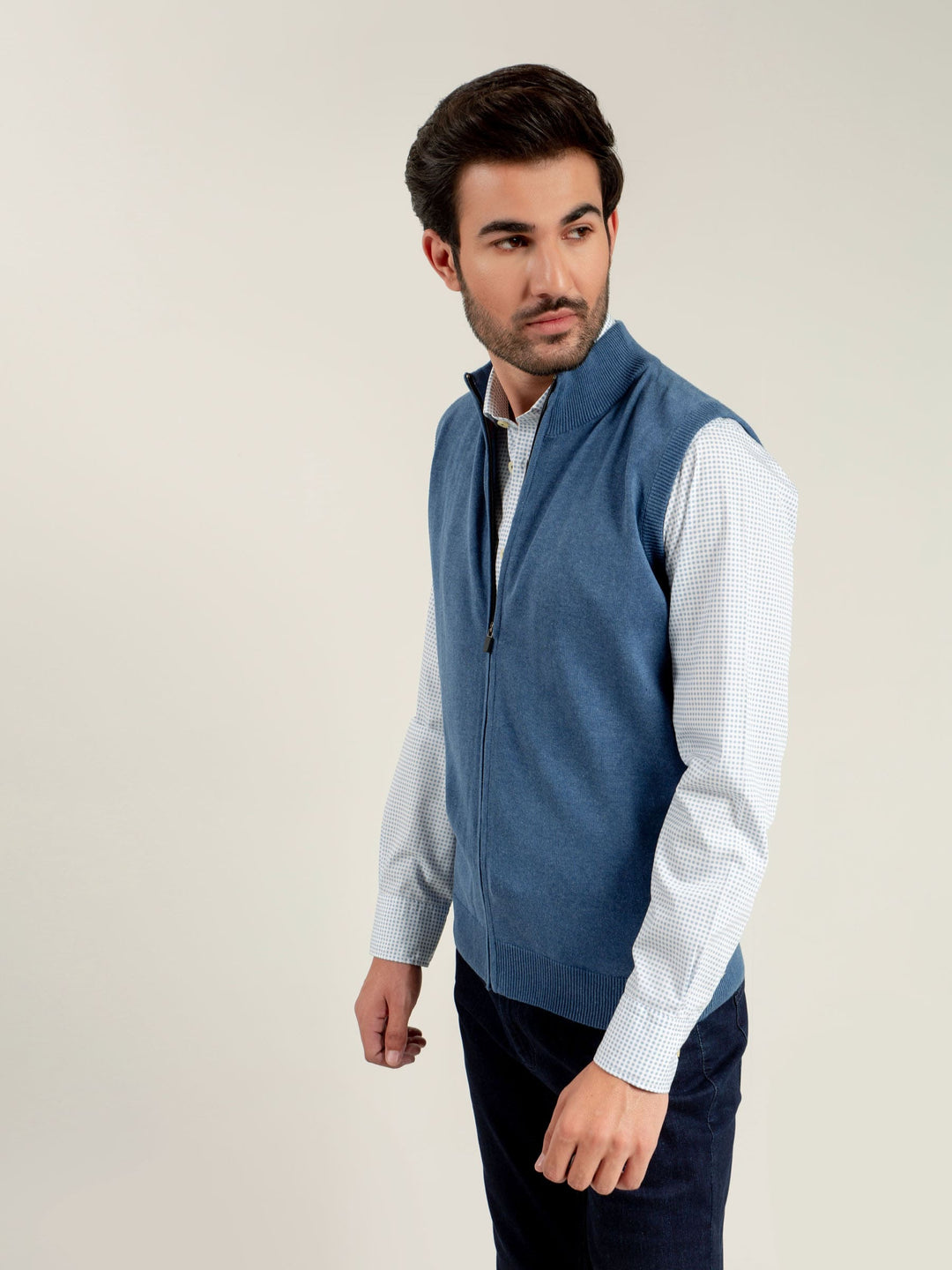 Blue Light Sleeveless Zipper Brumano Pakistan