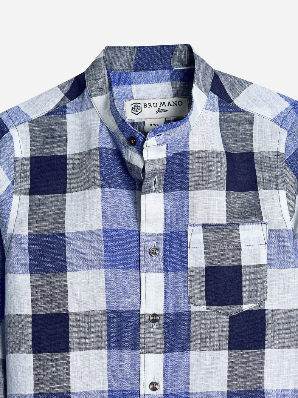 Blue linen mao collar casual shirt brumano pakistan