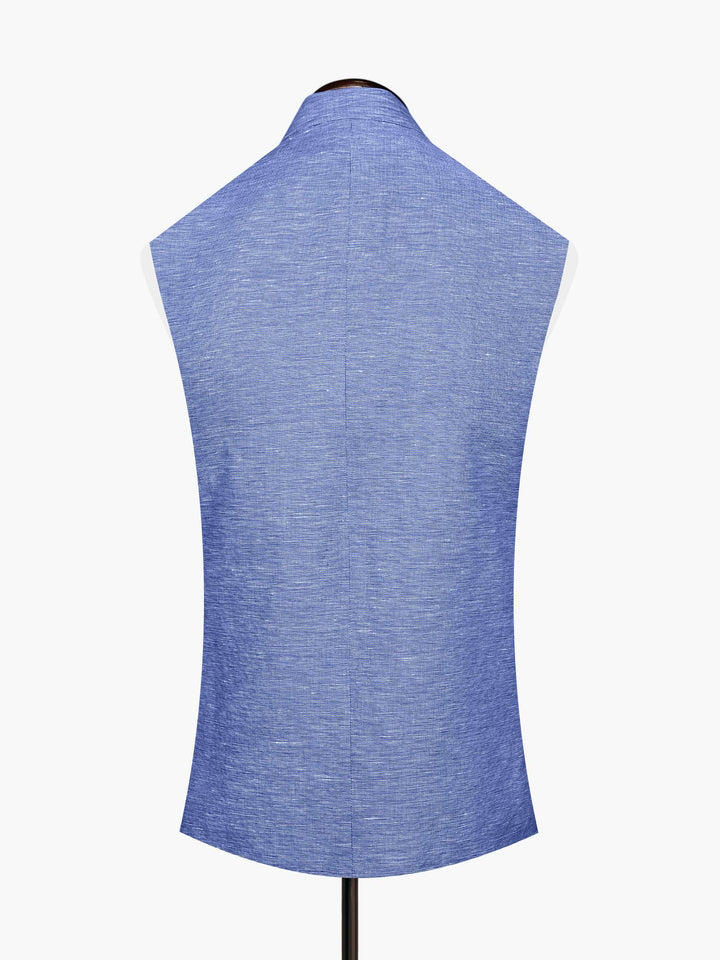 Blue Linen Structured Waistcoat Brumano Pakistan