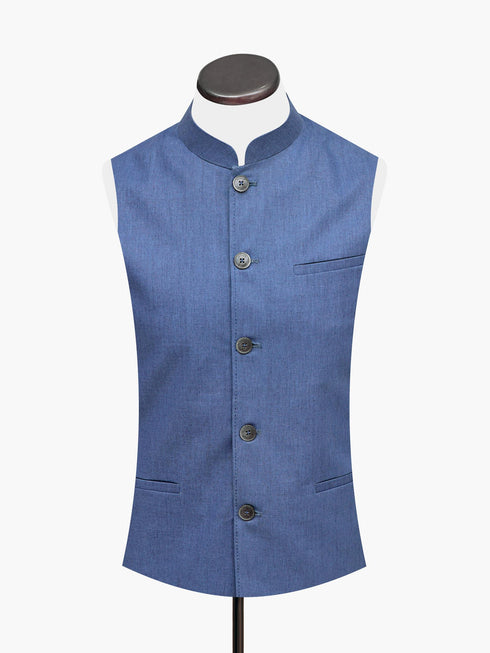 Blue Linen Waistcoat Brumano Pakistan