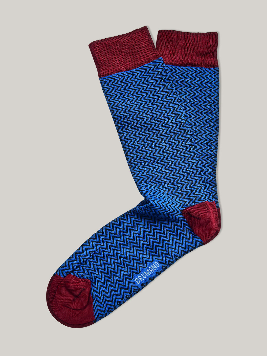 Blue & Maroon Zig-Zag Cotton Socks Brumano Pakistan