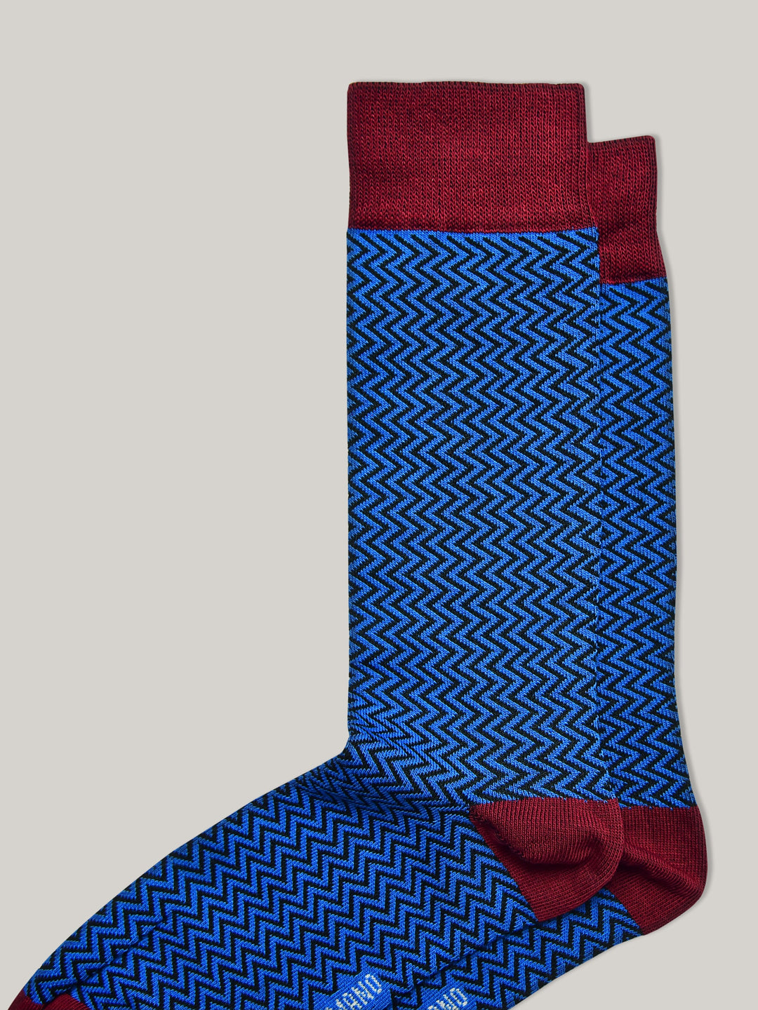 Blue & Maroon Zig-Zag Cotton Socks Brumano Pakistan