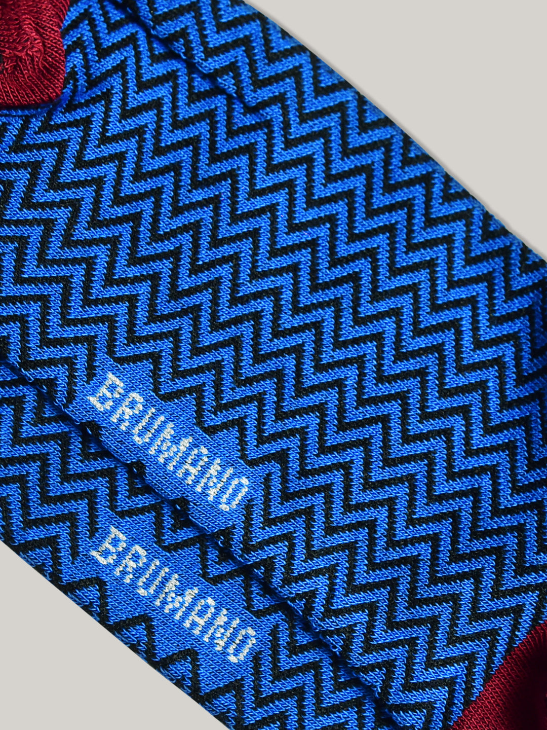 Blue & Maroon Zig-Zag Cotton Socks Brumano Pakistan
