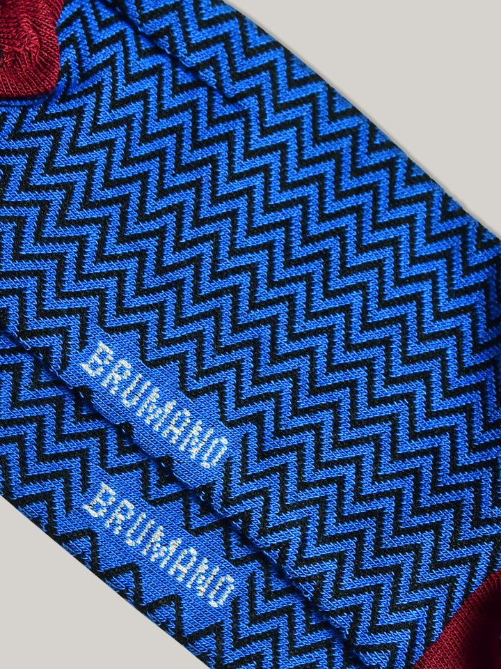 Blue & Maroon Zig-Zag Cotton Socks Brumano Pakistan