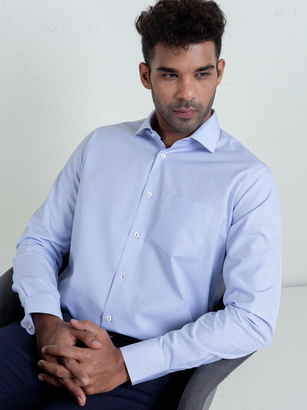 Blue Micro Checkered Classic Shirt Brumano Pakistan
