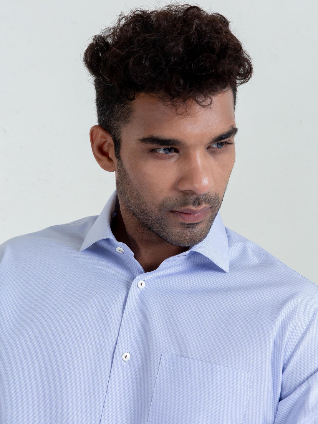 Blue Micro Checkered Classic Shirt Brumano Pakistan