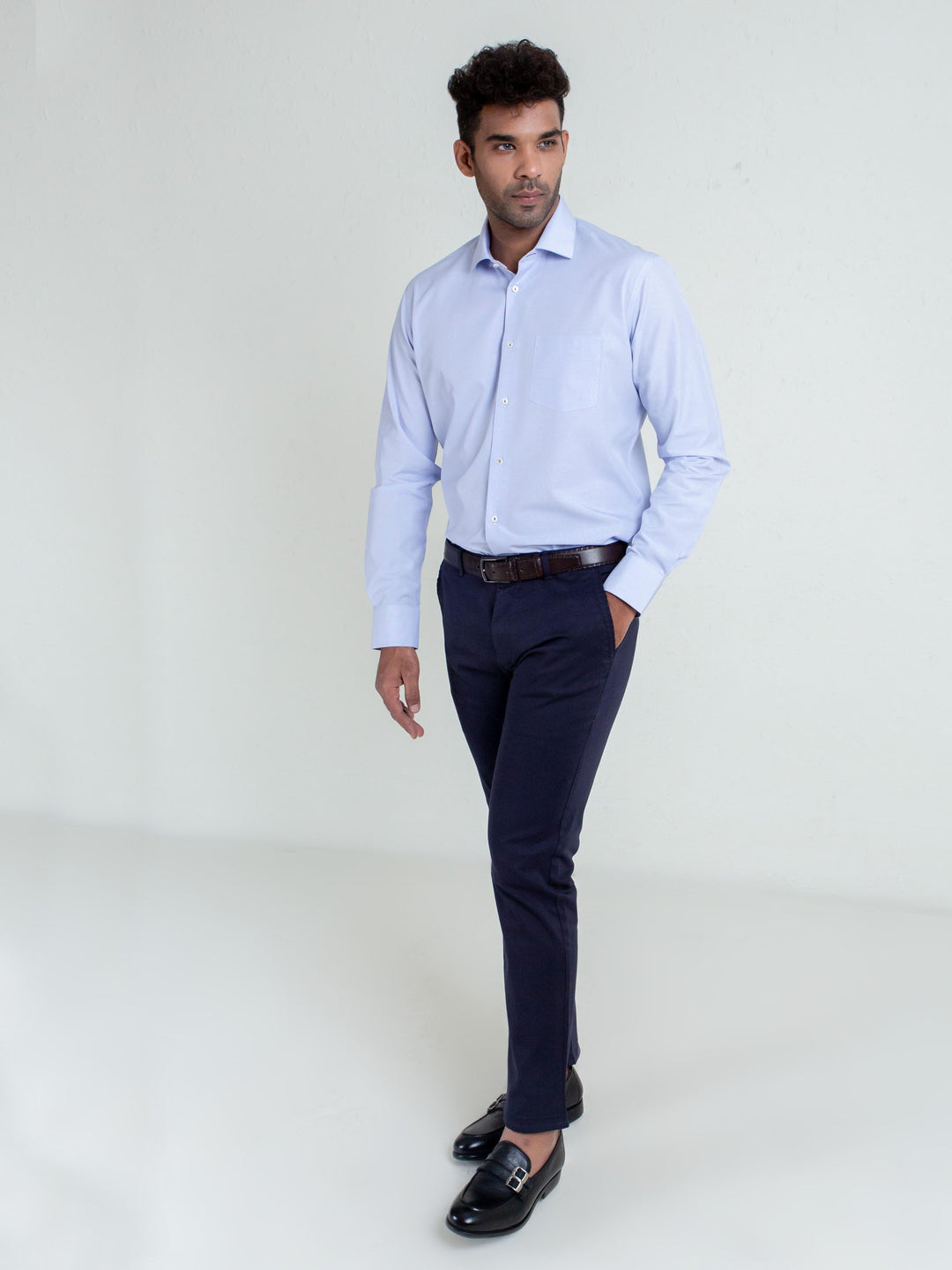 Blue Micro Checkered Classic Shirt Brumano Pakistan