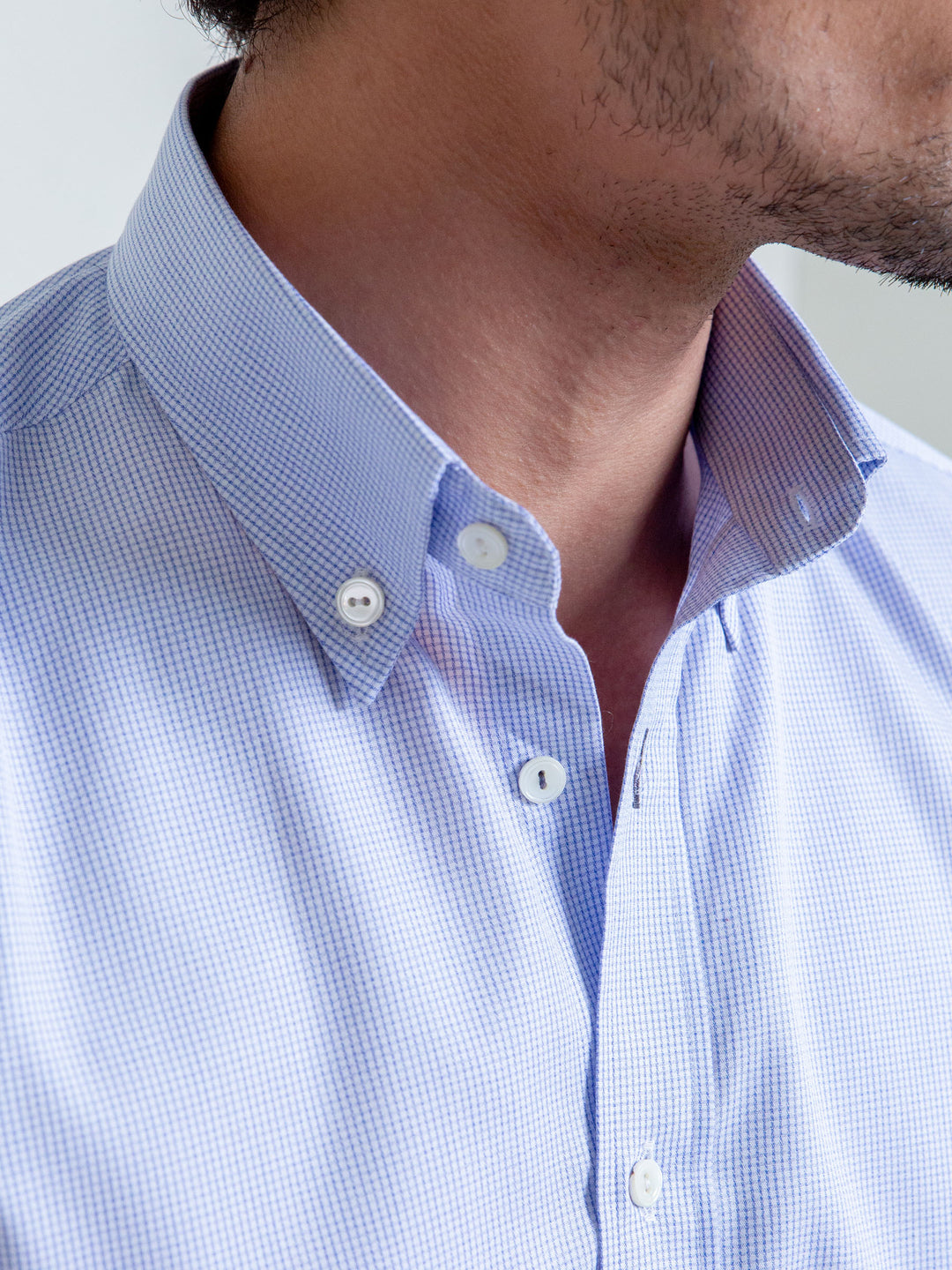 Blue Micro Gingham Button Down Shirt Brumano Pakistan