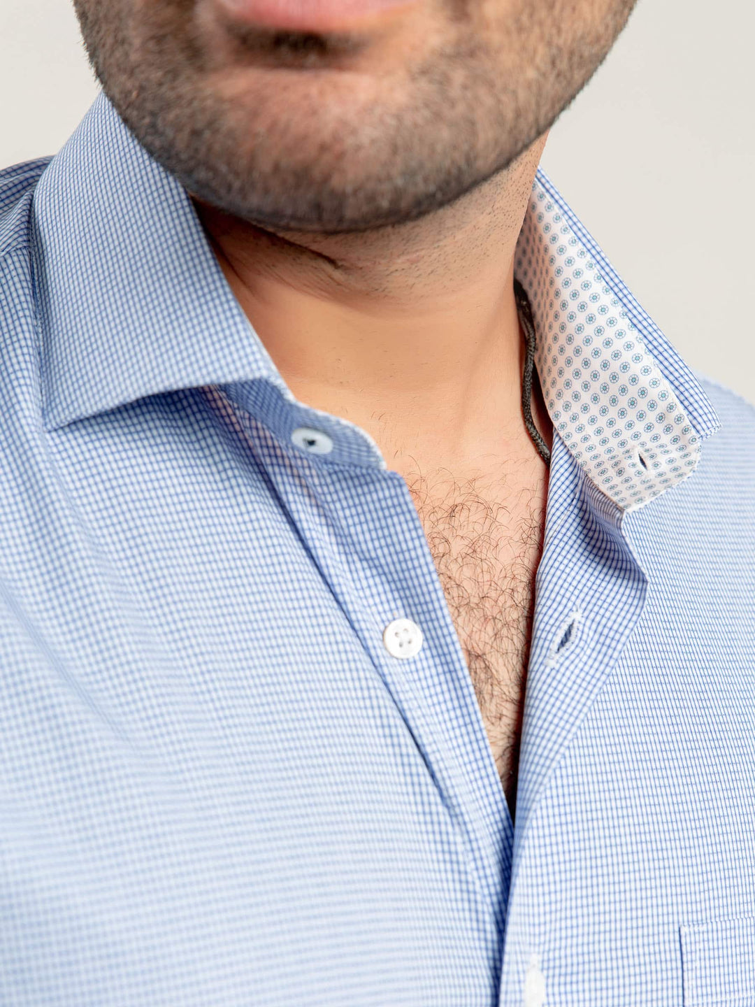 Blue Micro Gingham Formal Shirt Brumano Pakistan