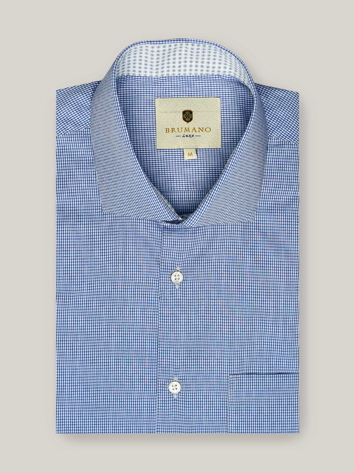 Blue Micro Gingham Formal Shirt Brumano Pakistan