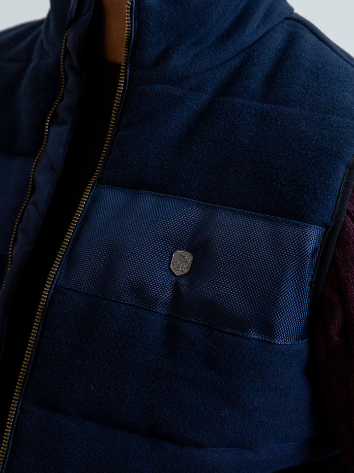 Blue Moleskin Sleeveless Jacket With Quilting - Limited Edition Brumano Pakistan