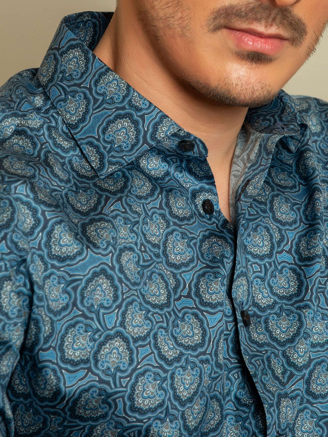 Blue Paisley Printed Shirt Brumano Pakistan