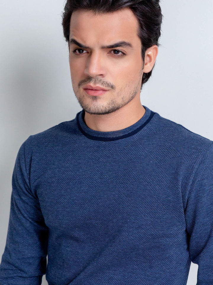 Blue Patterned Knitted Sweatshirt Brumano Pakistan