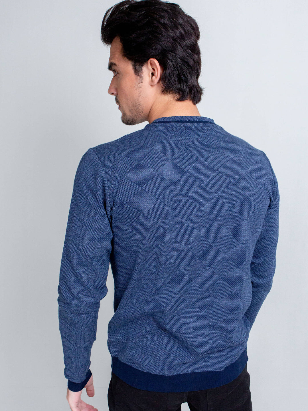 Blue Patterned Knitted Sweatshirt Brumano Pakistan