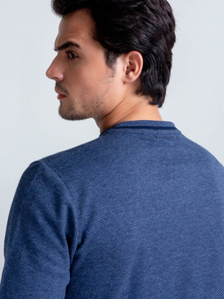 Blue Patterned Knitted Sweatshirt Brumano Pakistan