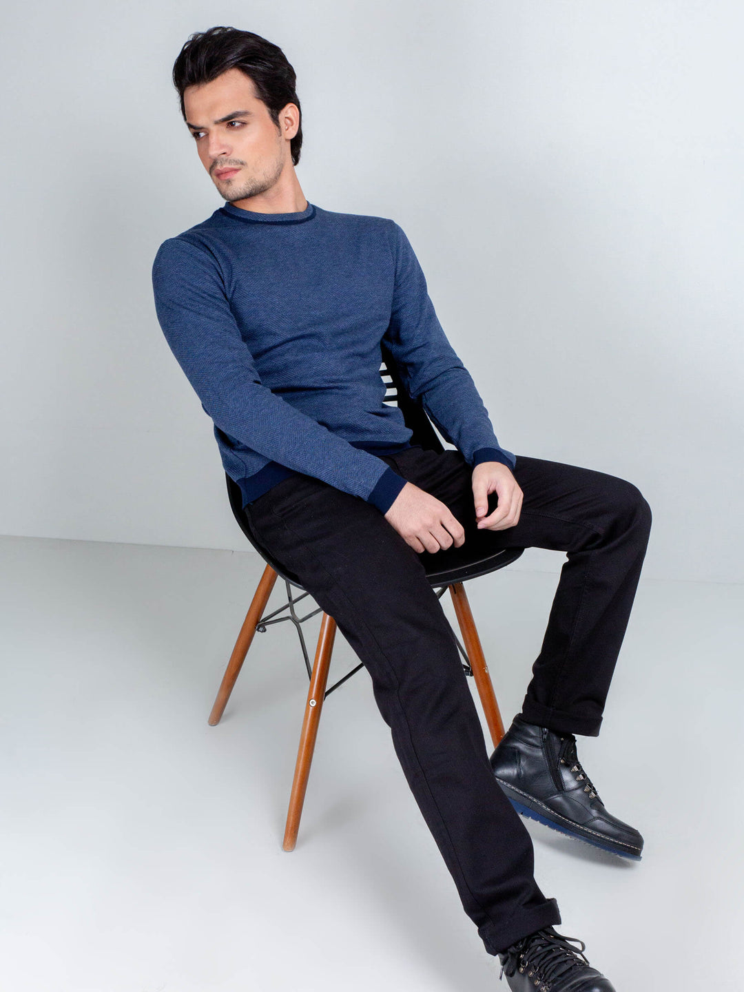 Blue Patterned Knitted Sweatshirt Brumano Pakistan
