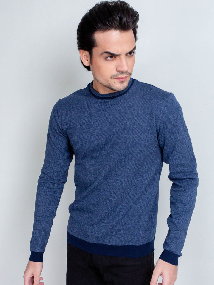 Blue Patterned Knitted Sweatshirt Brumano Pakistan